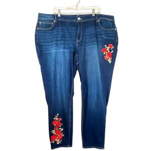 Est. 1946 Denim floral embroidered jeans, size 22W curvy
